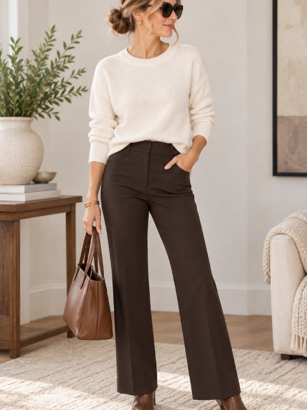Ann Taylor Signature Women 10 Brown Dress Pants Trousers Stretch Career Y2K 1502